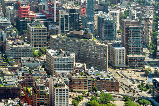 New York City aerial view seen from a high rise office building