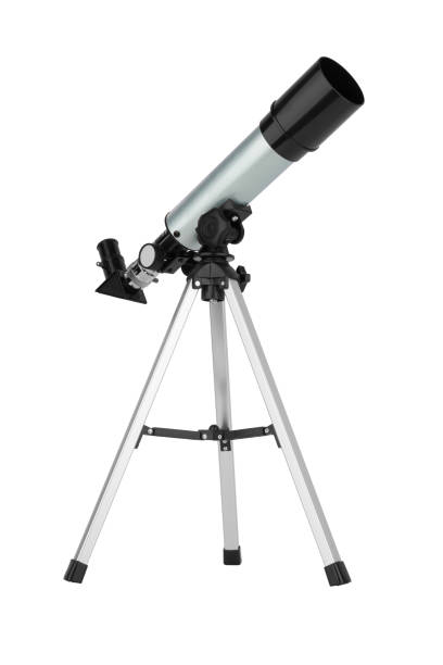 telescopio moderno aislado - telescopio fotografías e imágenes de stock