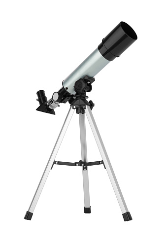 Modern telescope isolated on a white background