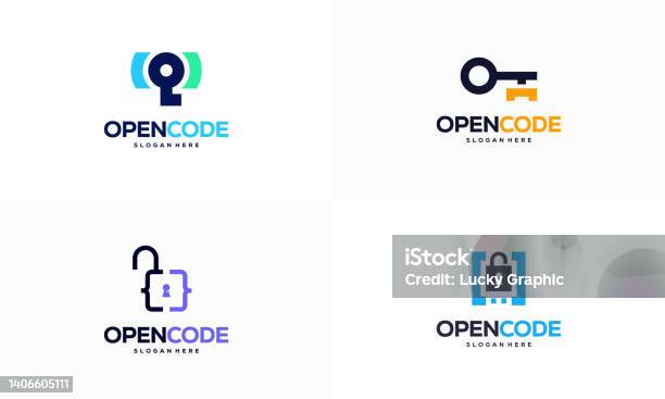 Set Of Open Code Symbol Designs Concept Vector Coder Technology Symbol ...