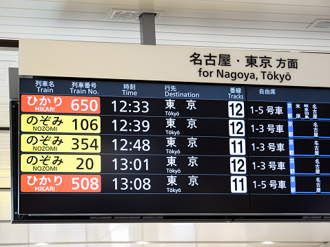 Shinkansen operation information. Taken at Kyoto Station in Kyoto Prefecture in June 2022.