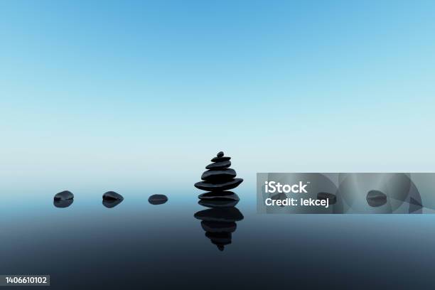 Stacked Black Stones Stock Photo - Download Image Now - Balance, Rock - Object, Tranquility
