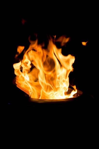 istock Burning flame from a solo stove during camping at night time 1406611913