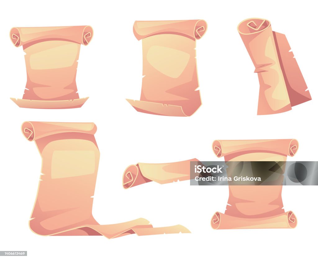 Scroll Structure Medival Ancient Scroll Isolated Design Element Set Collections Vector ...