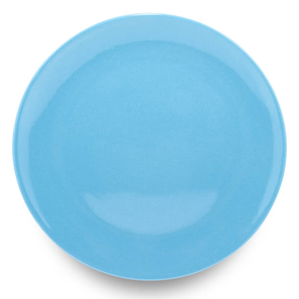 istock Blue circle ceramics plate isolated on white background. 1406618801