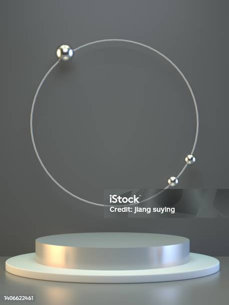 Product Display Rendering 3d Rendering Virtual Product Display Platform With Grey Circular Base ...
