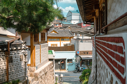Seoul, Korea - July 2, 2022 : Bukchon Hanok Village, Korean traditional village