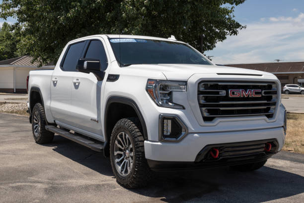 Used GMC Sierra 1500 AT4 pickup truck. With supply issues, GMC is buying and selling used and pre-owned vehicles to meet demand. stock photo