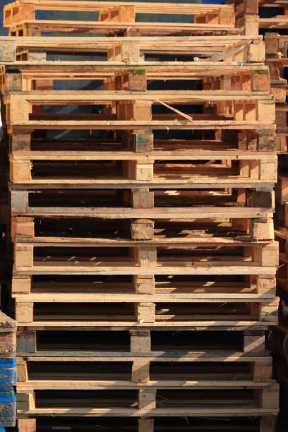 istock Stacked wooden pallets 1406625878