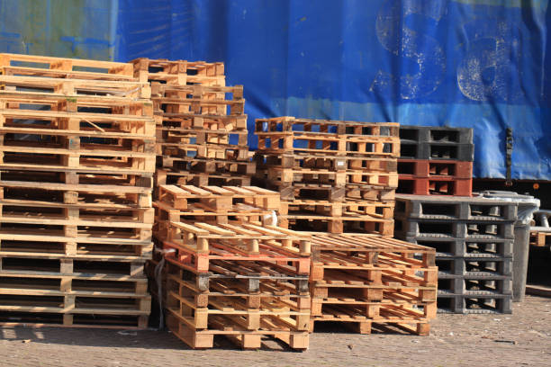 istock Stacked wooden pallets 1406625915