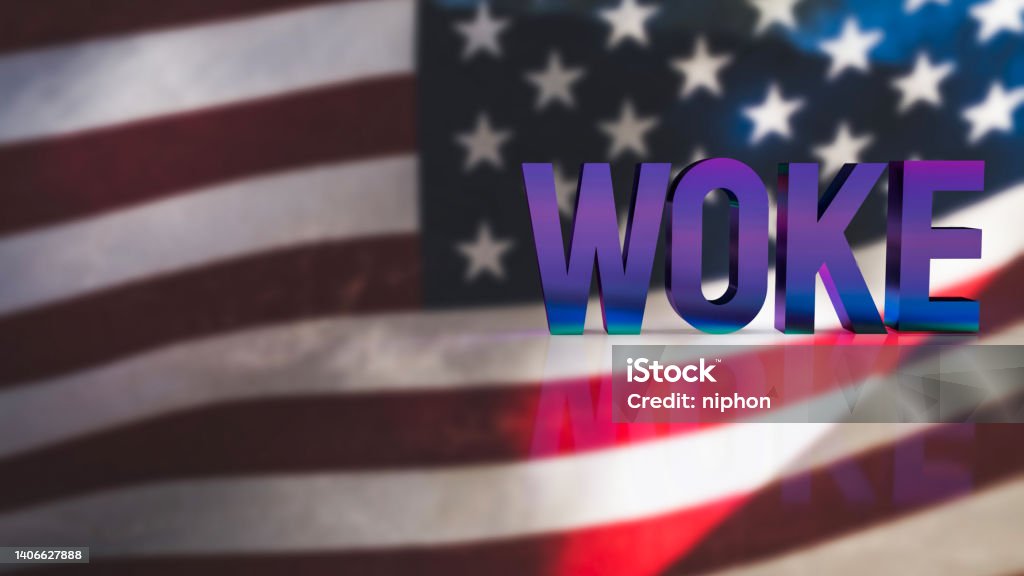 Woke Powerpoint Background The Woke Text On America Flag Background 3d Rendering Stock Photo ...