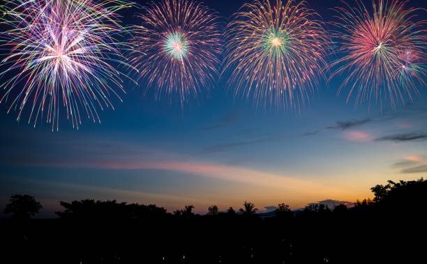 istock colorful fireworks with twilight sky 1406628942