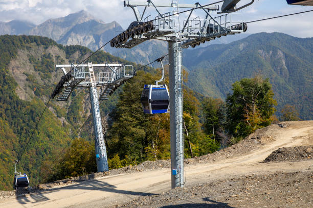istock Cable car station in the ski resort 1406632887
