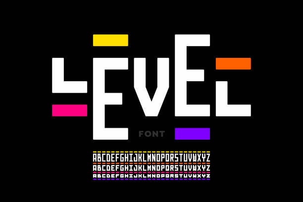 Various levels letters font vector art illustration