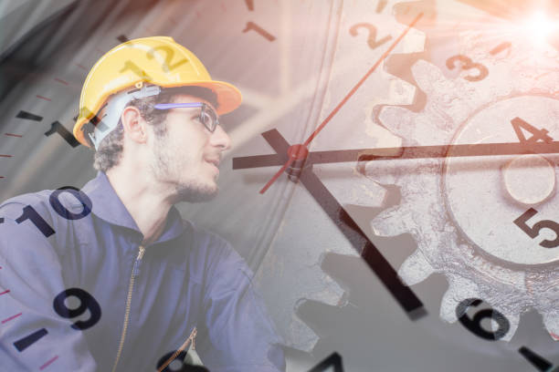 istock Engineer Foreman Worker Working Times, Working Hours of Labor in Indutry Factory Time Concept. 1406639158