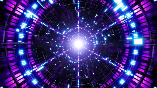 istock Neon Light Futuristic Technology Tunnel 1406642844