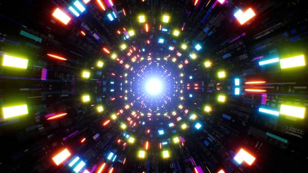istock Colorful Light in the Sci Fi Concept Textured Tunnel 1406642948