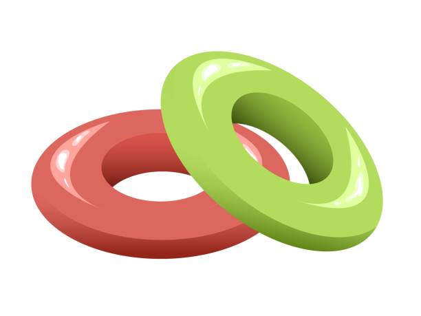istock Red and green swimming inflatable rings isolated on white background 1406645017