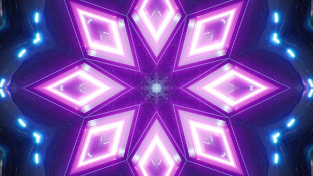 istock Glowing Neon Purple Diamond Flower Light 3D Illustration 1406646378