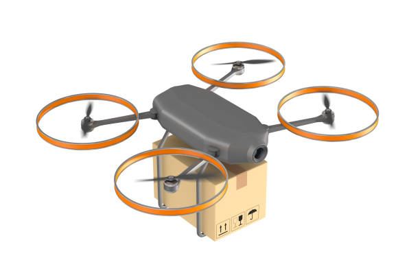 istock Drone with cargo box on white background. Isolated 3d illustration 1406646759