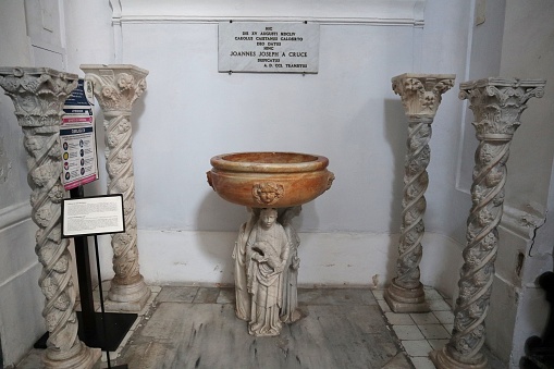 Ischia, Campania, Italy - May 13, 2022: Interior of the eighteenth-century Cathedral of Santa Maria Assunta in Via Mazzella