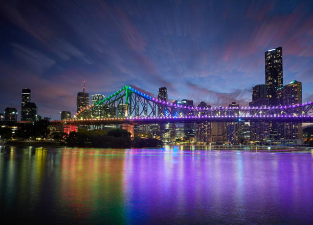 istock Nighttime Brisbane Skyline at the Story Bridge. Slow shutter speed. 1406651381