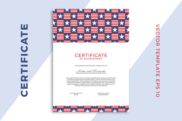 istock Vertical business diploma mockup for graduation or course completion. Modern design of certificate of appreciation template with stars geometric pattern. Vector background EPS 10 1406658726