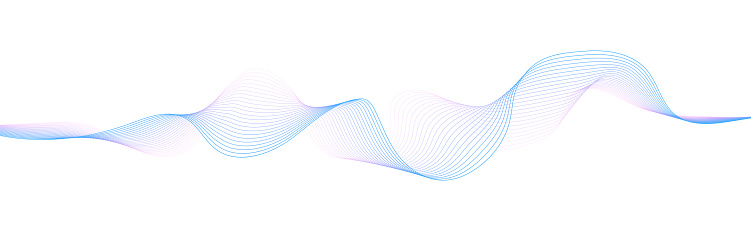 Abstract blue smooth wave on a white background. Dynamic sound wave. Design element.