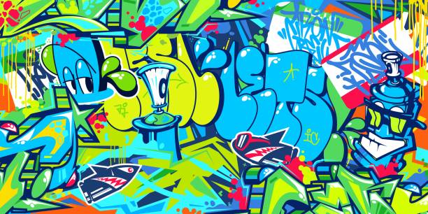 istock Cool Abstract Urban Street Art Graffiti Style Vector Illustration Background Template 1406661048
