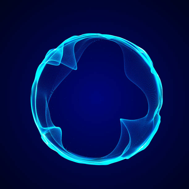 istock Spherical equalizer for music. Round sound wave of particles. Musical abstract blue background. 3D rendering. 1406661269