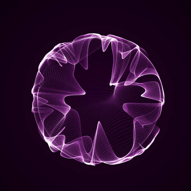 istock Spherical equalizer for music. Round sound wave of particles. Musical abstract blue background. 3D rendering. 1406661345