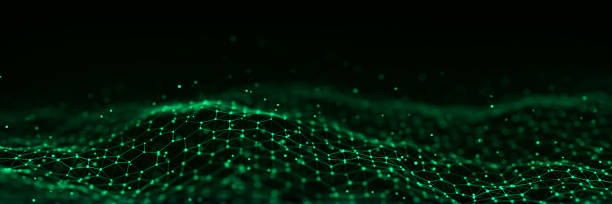istock Technology green hexagon dynamic wave. Futuristic honeycomb concept. Digital technology webflow. Big data visualization. 3D rendering. 1406661450