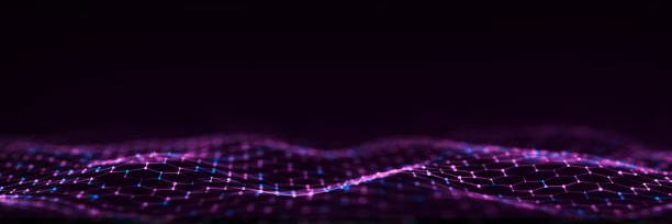 istock Technology purple hexagon dynamic wave. Futuristic honeycomb concept. Digital technology webflow. Big data visualization. 3D rendering. 1406661496