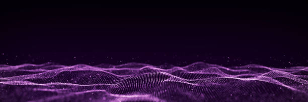 istock Dynamic sound wave. Musical particle pulsing. Purple energy flow concept. 3D rendering. 1406661515