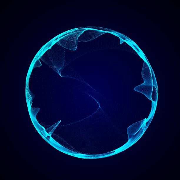 istock Spherical equalizer for music. Round sound wave of particles. Musical abstract blue background. 3D rendering. 1406661536
