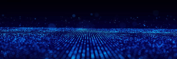istock Abstract radiant mesh background. Glow of futuristic sound particles. Flow digital structure. 3D rendering. 1406661552