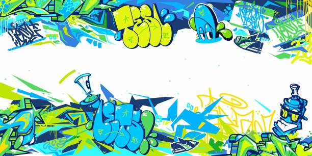 kuvapankkikuvitukset aiheesta abstrakti urban street art graffiti -tyylinen vektorikuva taustakuva malli - katumuoti