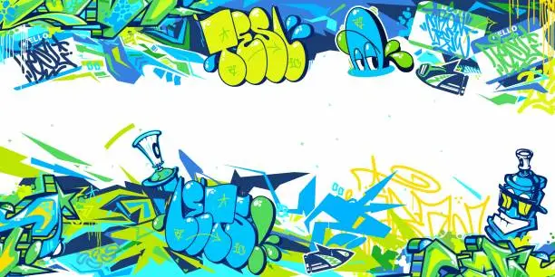 Vector illustration of Abstract Urban Street Art Graffiti Style Vector Illustration Background Template