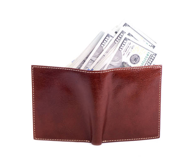 istock brown leather wallet with money isolated on white background 1406662048