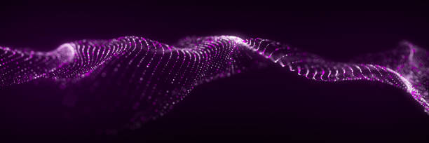 istock Dynamic sound wave. Musical particle pulsing. Purple energy flow concept. 3D rendering. 1406662156