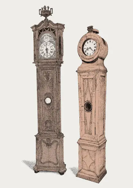 Vector illustration of Grandfather Tall Clocks