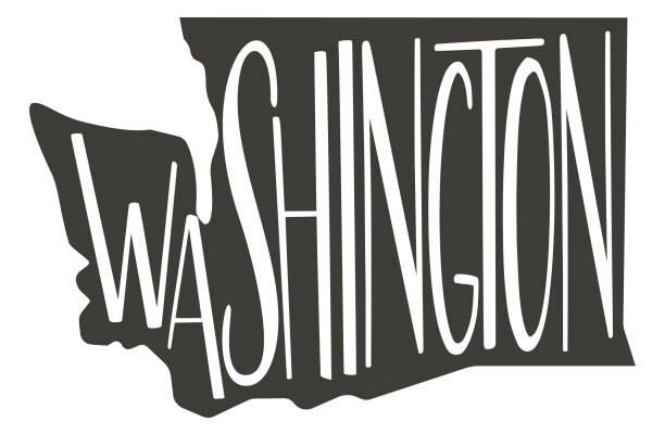 washington state design map with text. - bellingham stock illustrations