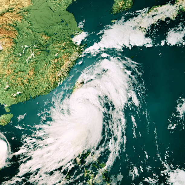 istock East China Taiwan Cloud Map Typhoon Chanthu 3D Render Color 1406666864