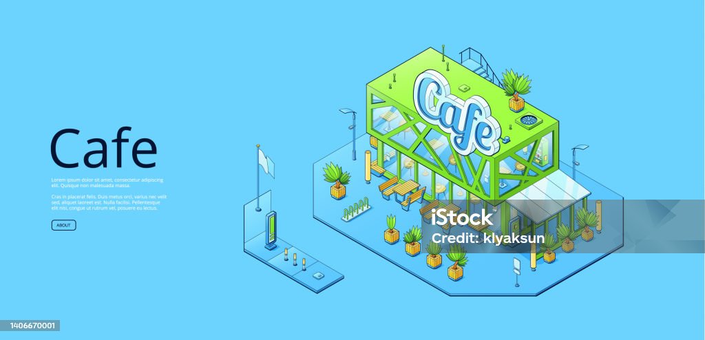 Banner With Isometric Cafe Building Stock Illustration - Download Image ...