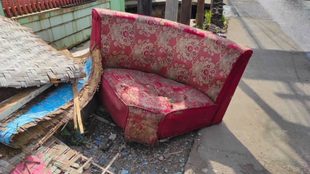 istock Red used sofa chairs - Stock photo 1406670297