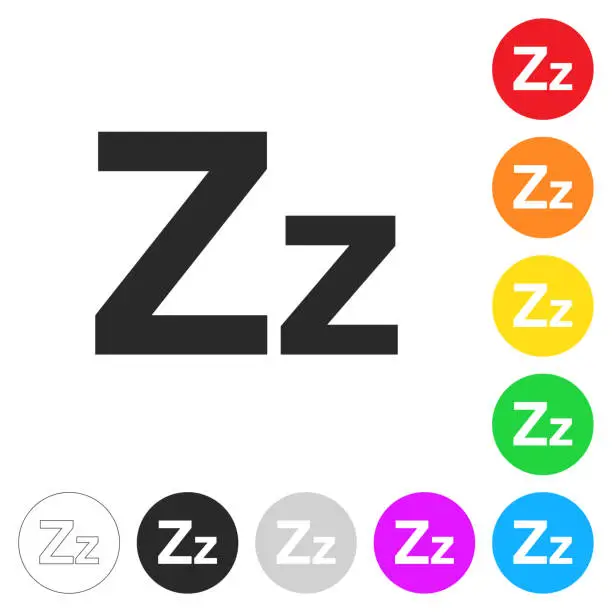 Vector illustration of Letter Z - Uppercase and lowercase. Icon on colorful buttons