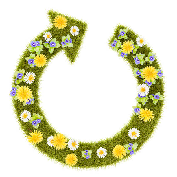 istock Flowery Grassy Cycle Arrow Symbol Shape Isolated 1406671935