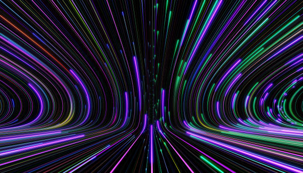 istock Colorful wave lines trails flowing up 1406674253