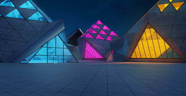 istock Contemporary triangle shape design modern Architecture building exterior 1406674287