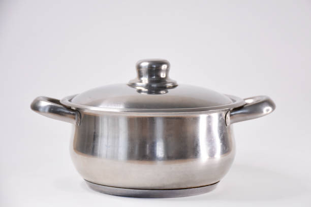istock Old stainless steel saucepan with lid 1406675123